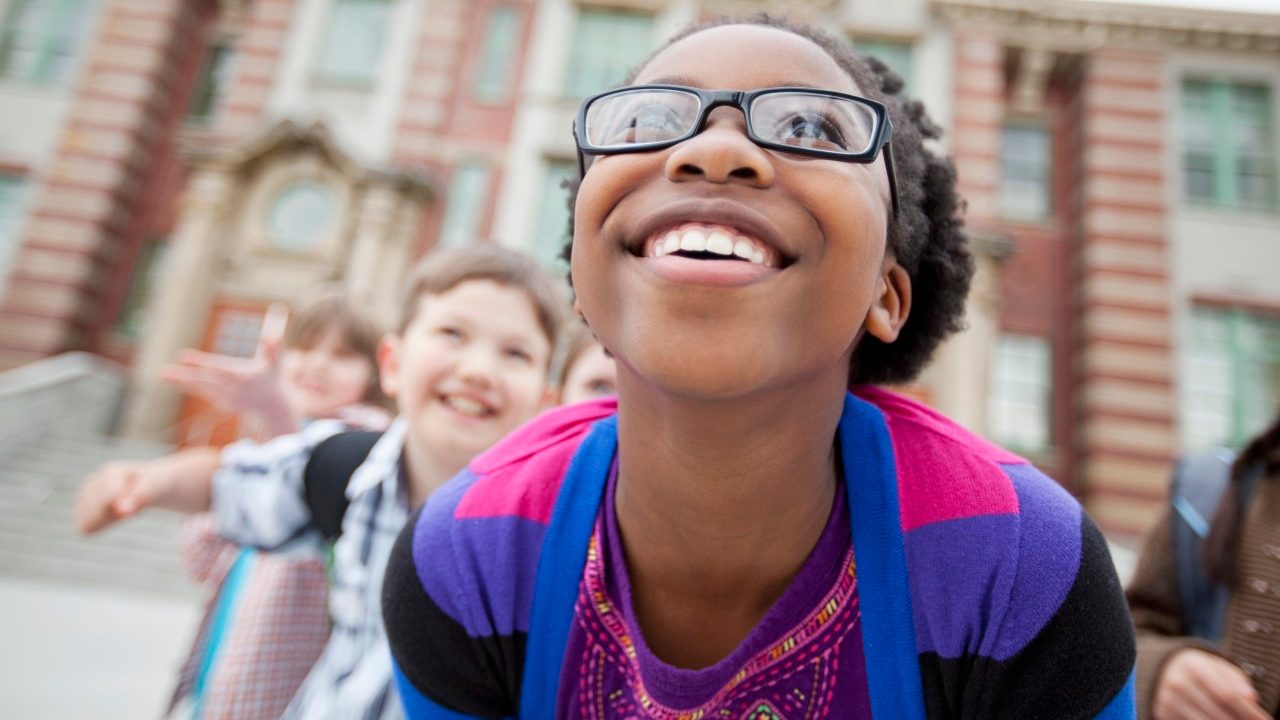 29 Apr 2012 --- Elementary students having fun outside. --- Image by © Hero Images/Corbis