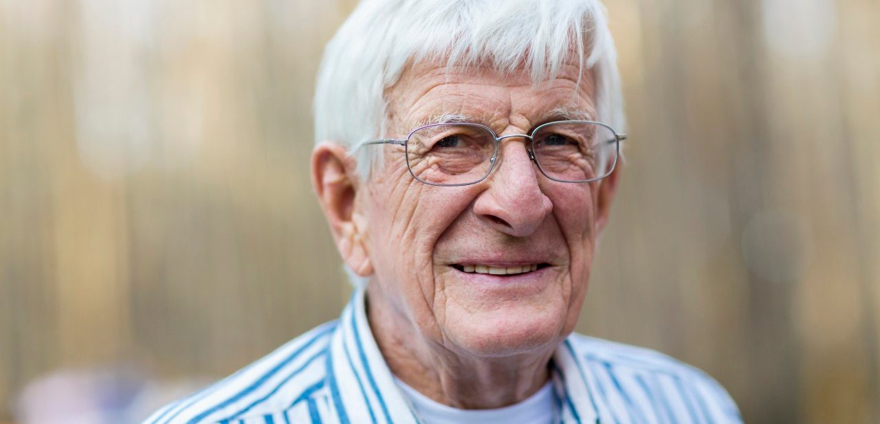 26 Dec 2014 --- Close up of older Caucasian man smiling --- Image by © Marc Romanelli/Blend Images/Corbis