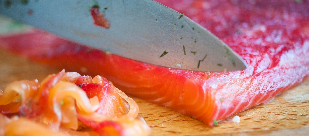 03 Jan 2014 --- Making gravlax --- Image by © Matt Lincoln/Cultura/Corbis