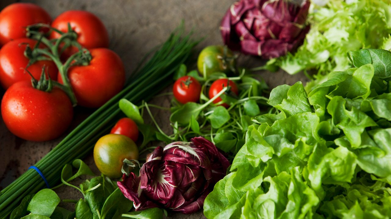 Fresh lettuces and tomatoes --- Image by © John Smith/Corbis