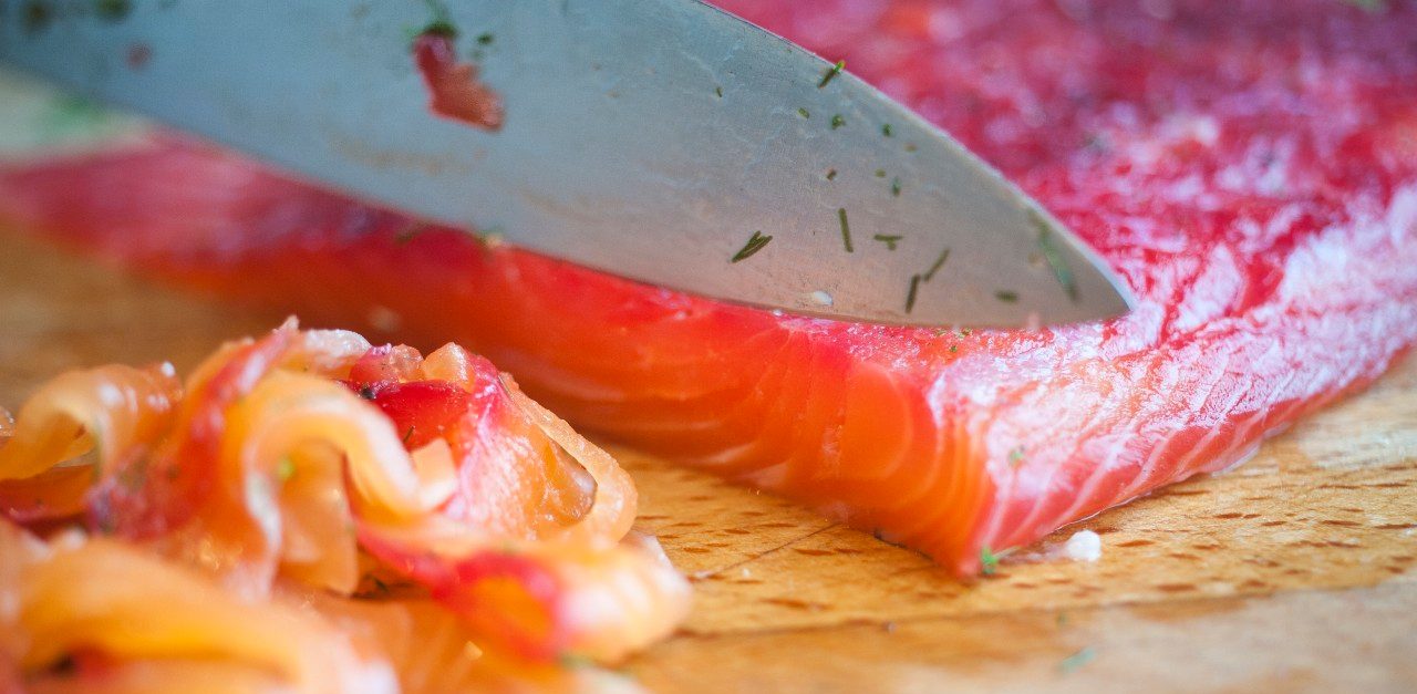 03 Jan 2014 --- Making gravlax --- Image by © Matt Lincoln/Cultura/Corbis