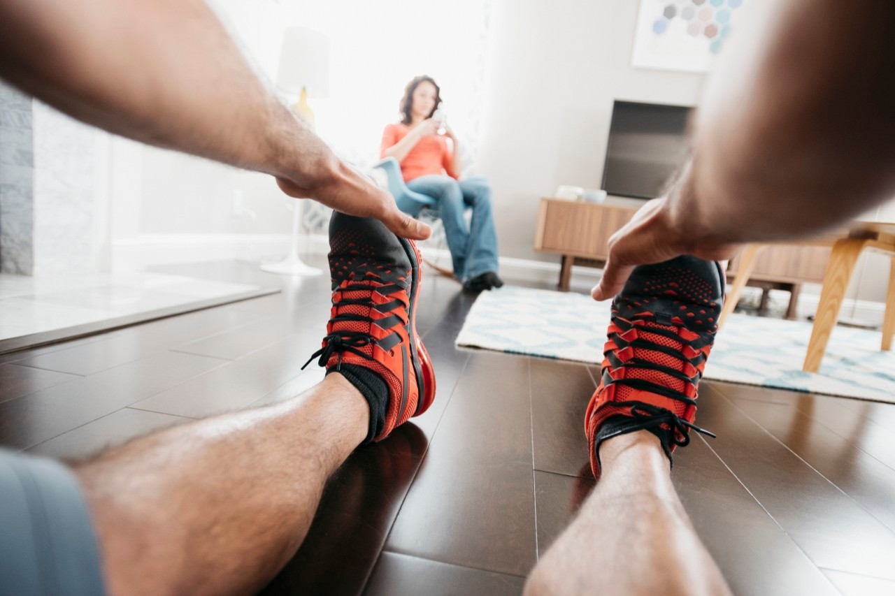 Personal perspective of man exercising --- Image by © Hiya Images/Corbis