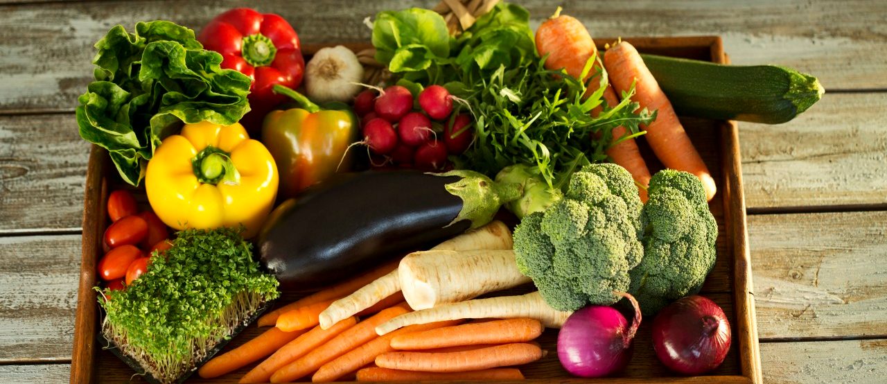 13 Jan 2015 --- Wooden tray with different vegetables --- Image by © Roman Märzinger/Westend61/Corbis