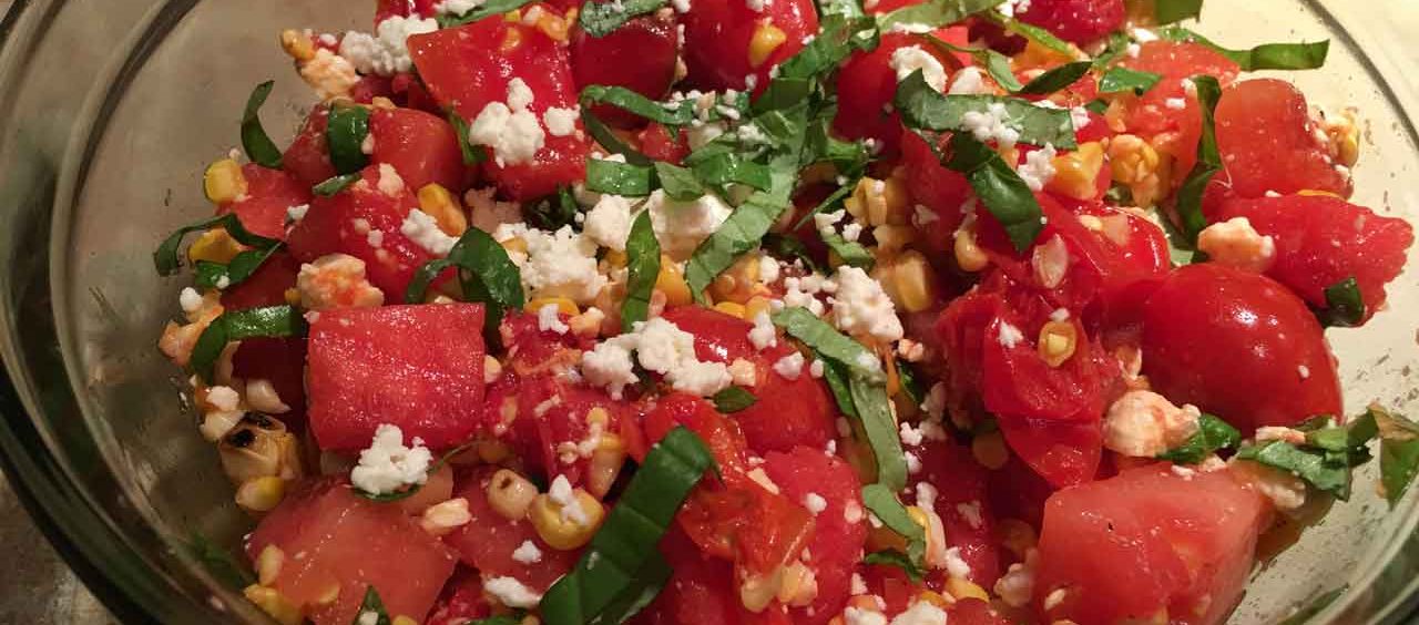 Roasted Corn with Feta and Grilled Watermelon